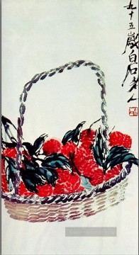  alte - Qi Baishi Lychee Obst 2 alte China Tinte